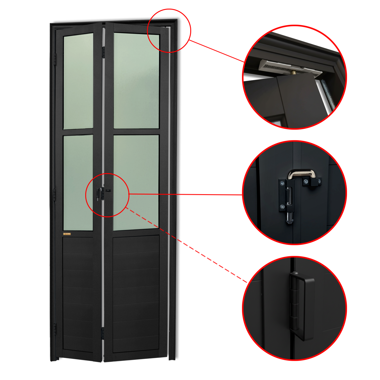 Porta de Alumínio Camarão com vidros Linha L-25 preto