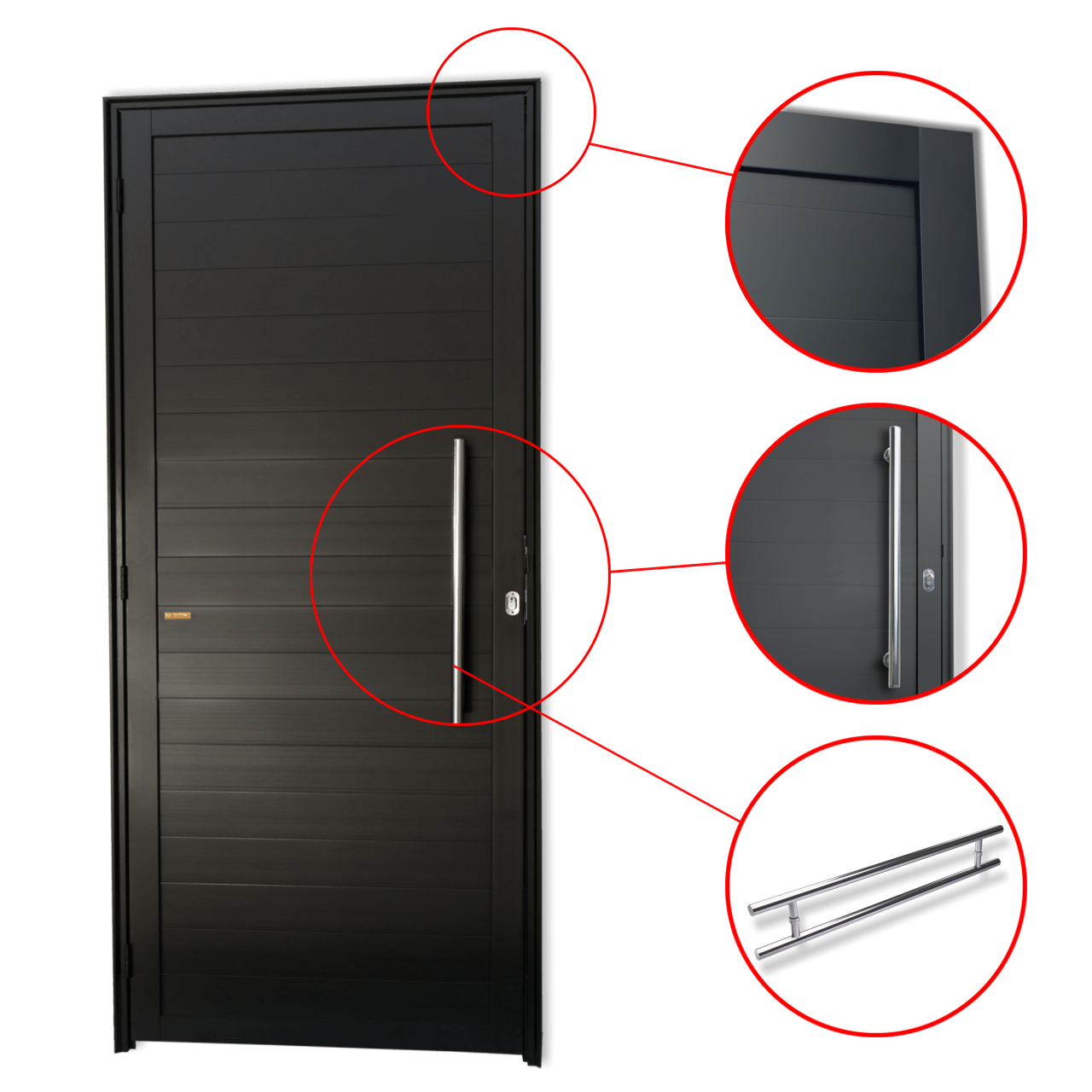 Porta de Alumínio Lambril c/Puxador Linha Super-25 preto