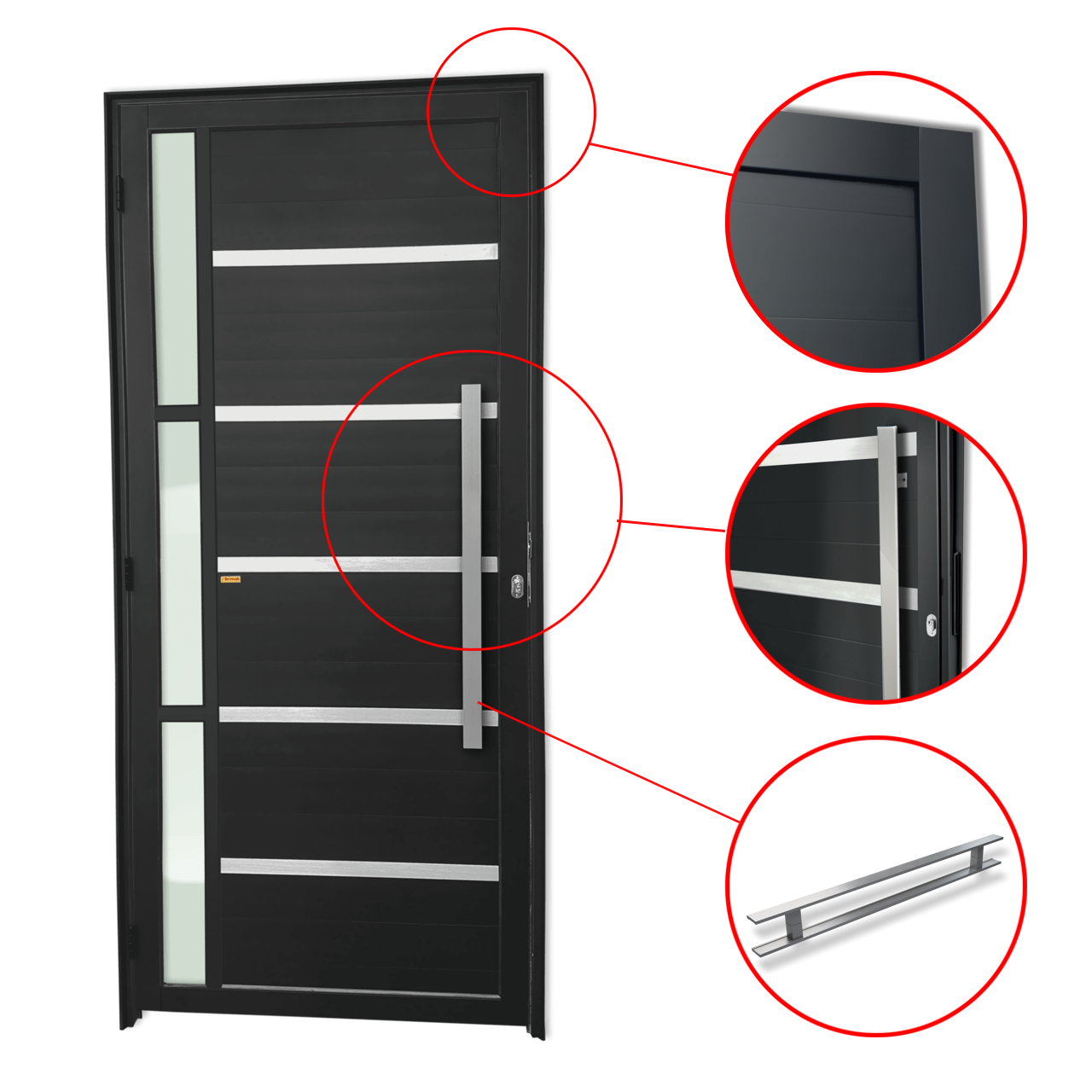 Porta de Alumínio Miraggio c/Puxador Linha Super-25 preto