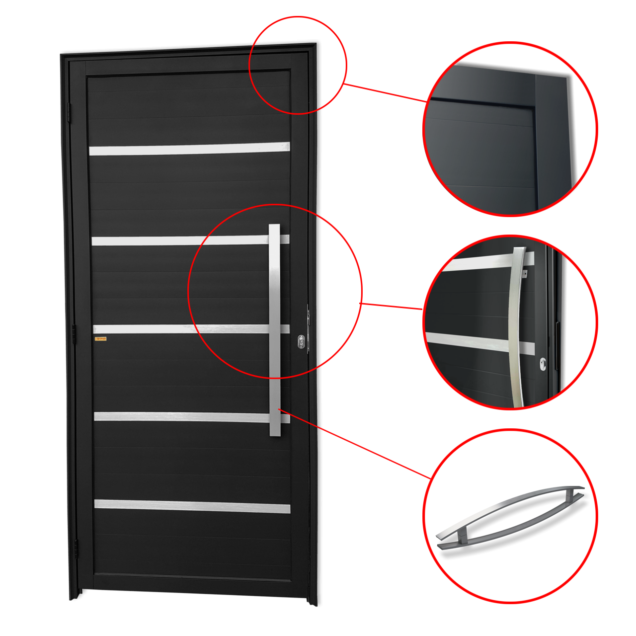 Porta de Alumínio Premium c/Puxador Linha Super-25 preto