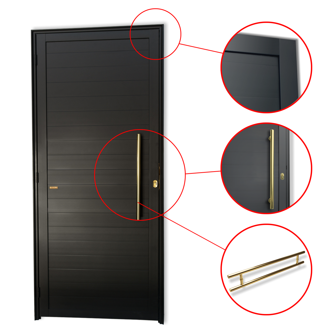 Porta de Alumínio Lambril c/Puxador Linha Super-25 preto dourado