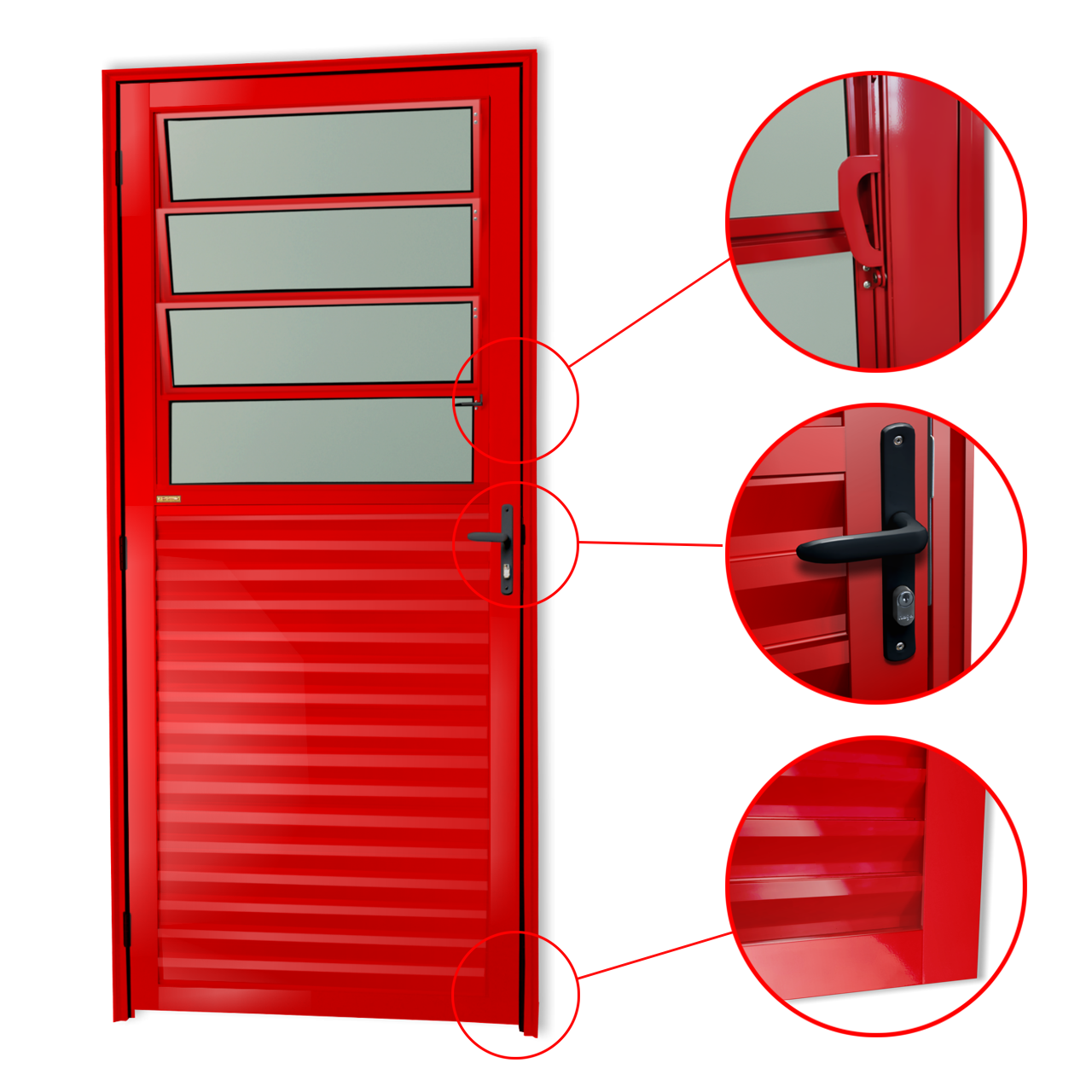 Porta de Alumínio Basculante Linha Super-25 vermelho