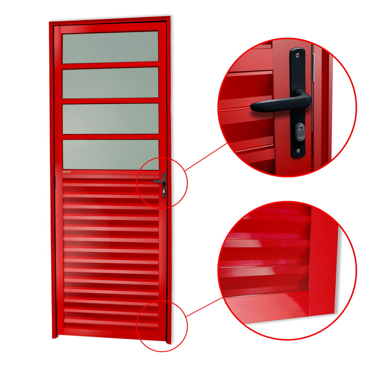 Porta de Alumínio Cozinha Linha L-25 vermelho