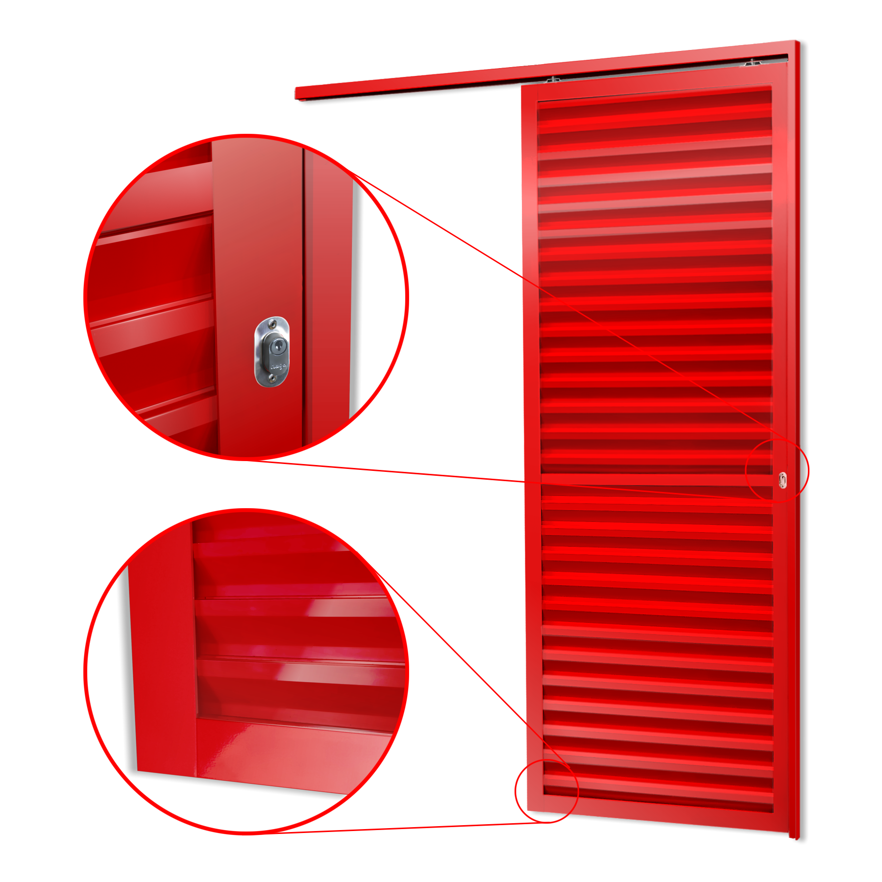 Porta de Alumínio Suspensa Veneziana Linha L-25 vermelho