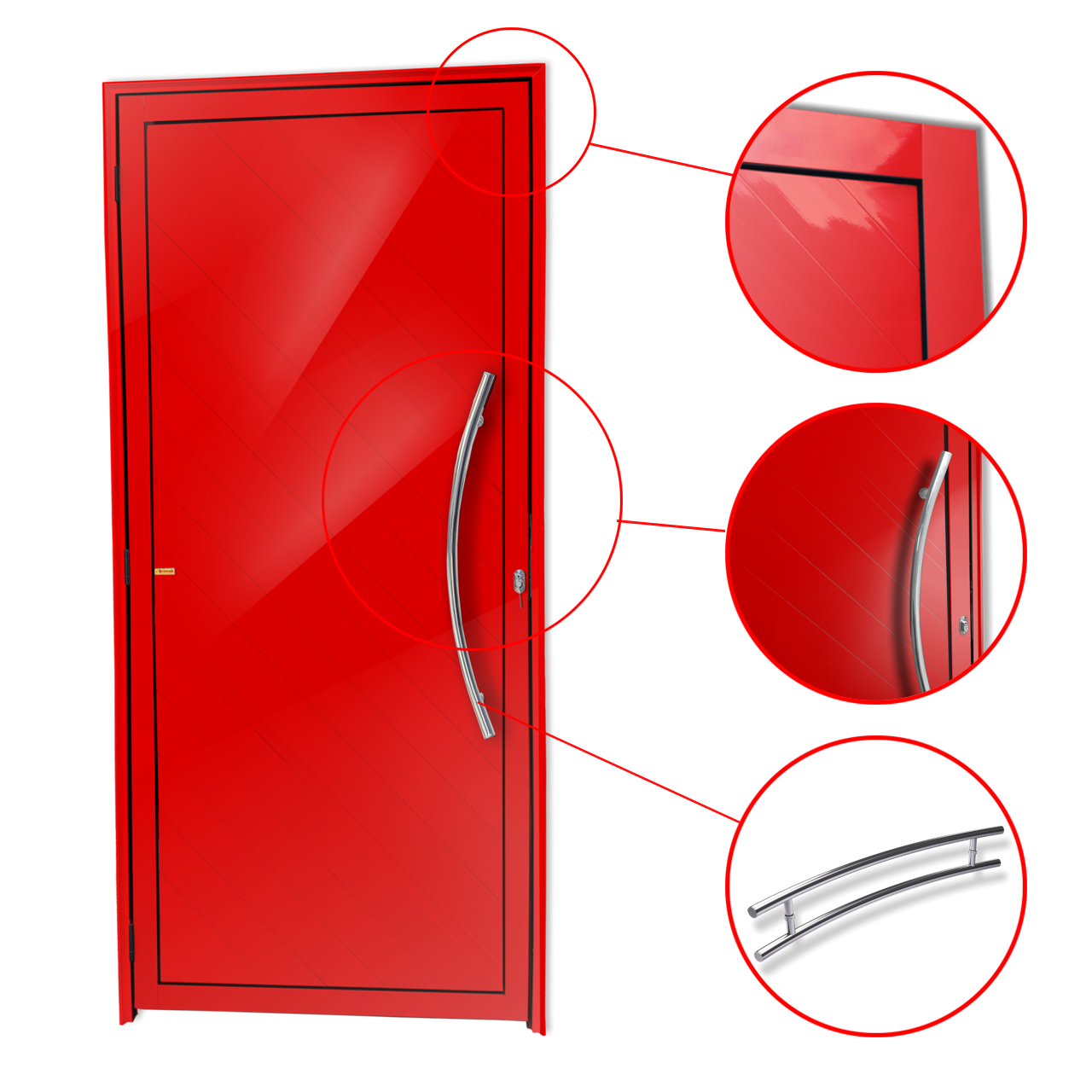 Porta de Alumínio Savana c/Puxador Linha Super-25 vermelho