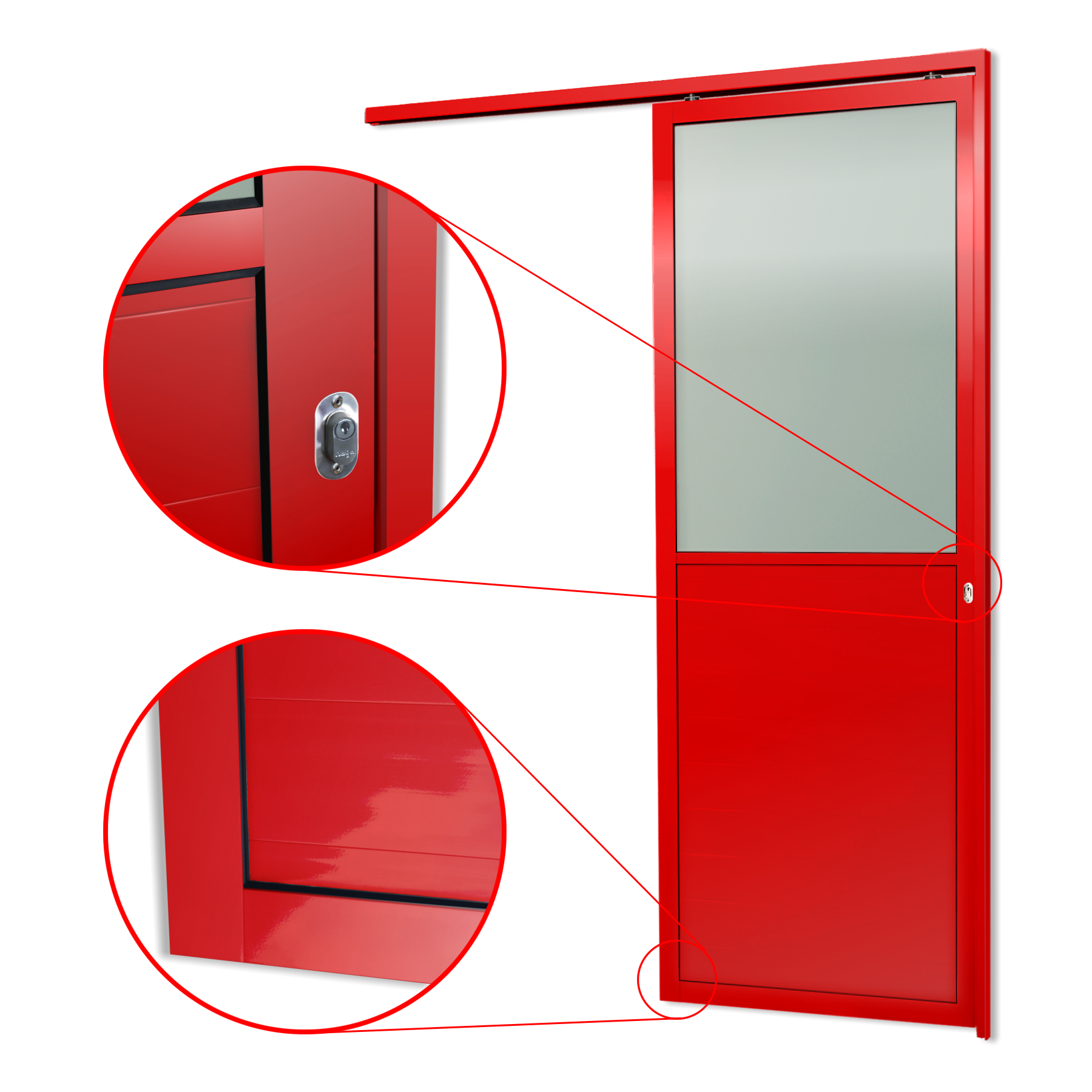 Porta de Alumínio Suspensa Meia Lambril Linha L-25 vermelho
