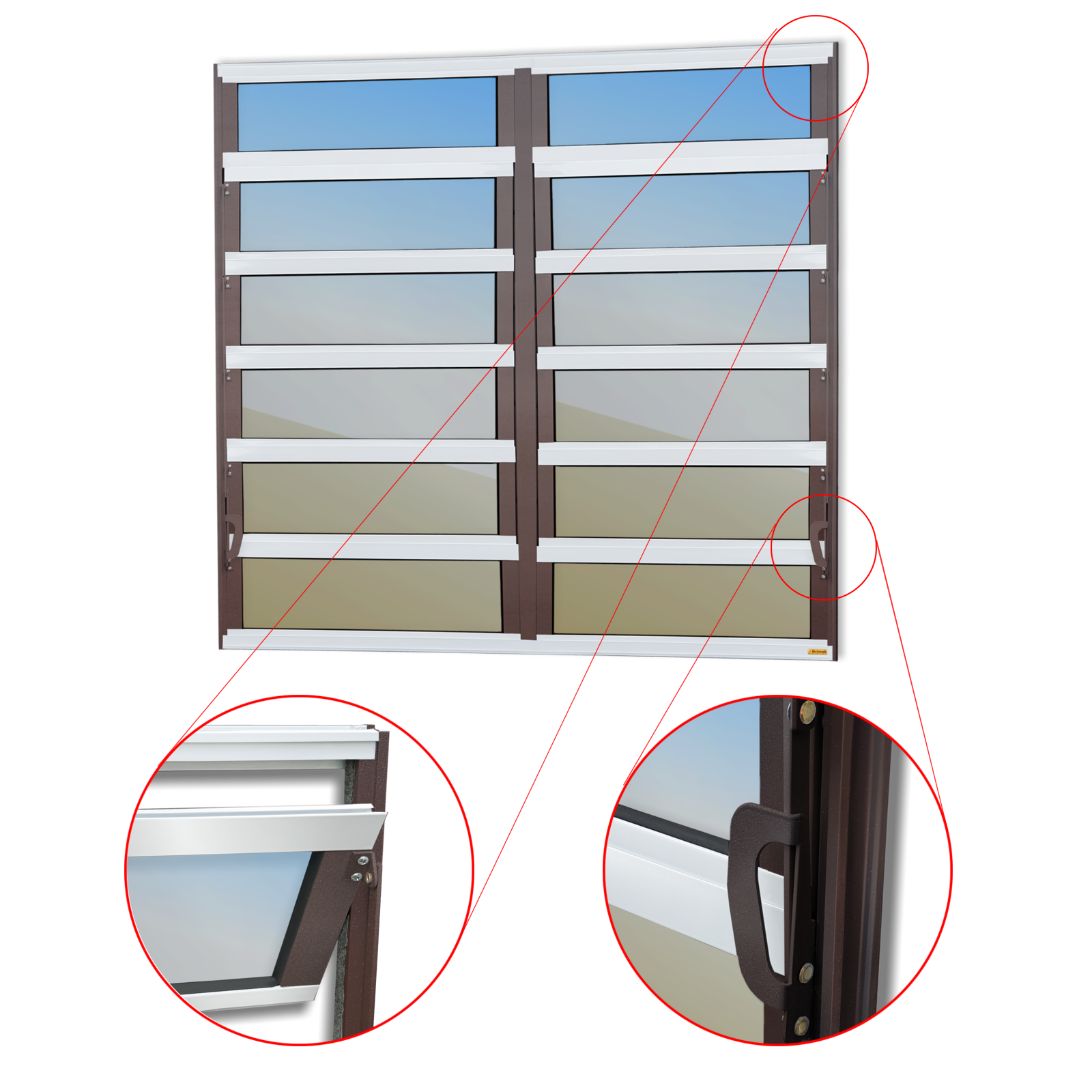 Basculante de Alumínio Elite 2 seções (4F+8M) mix corten