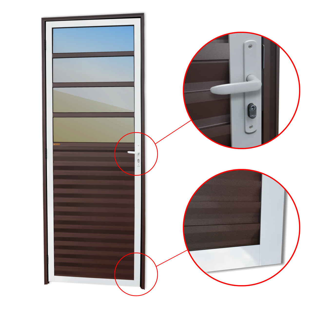 Porta de Alumínio Cozinha Linha L-25 mix corten