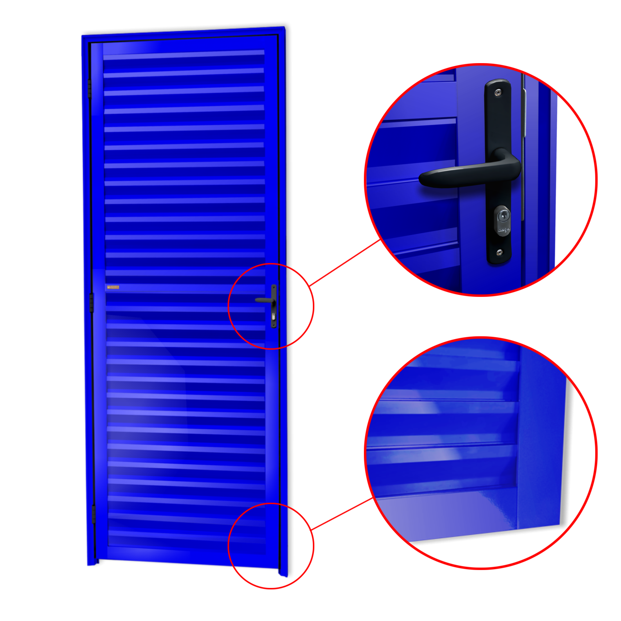 Porta de Alumínio Fechada Linha L-25 azul