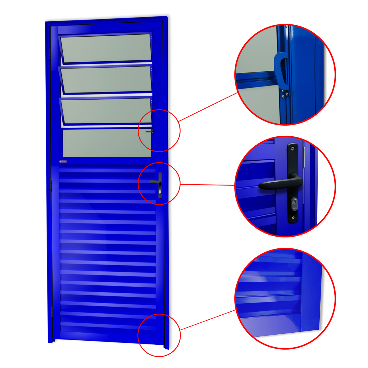 Porta de Alumínio Basculante Linha L-25 azul