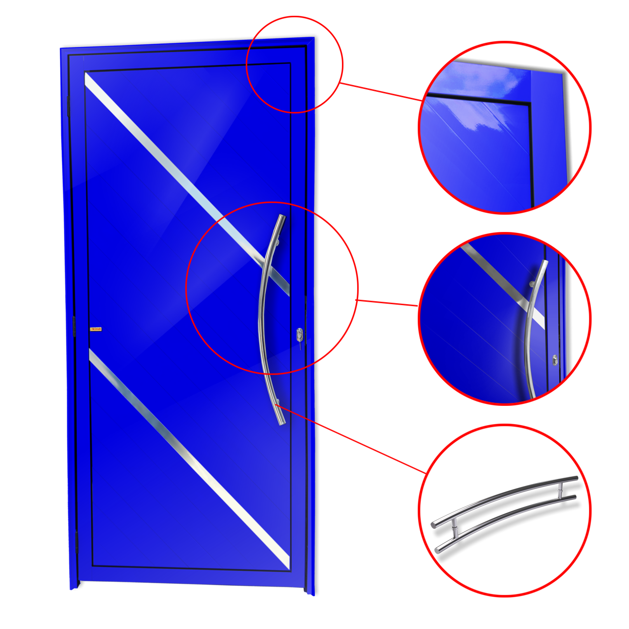 Porta de Alumínio Duna c/Puxador Linha Super-25 azul