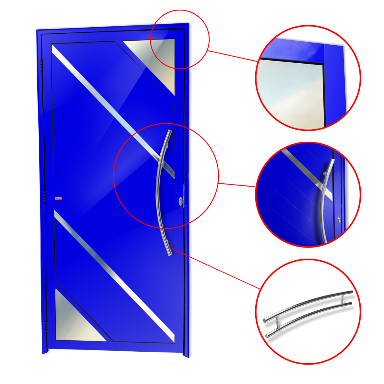 Porta de Alumínio Oasis c/Puxador Linha Super-25 azul