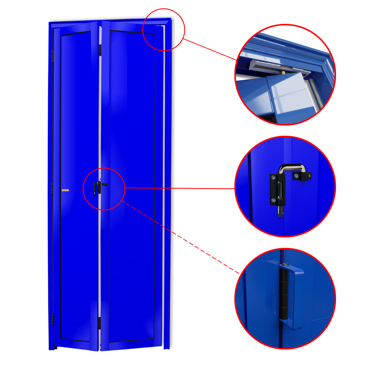 Porta de Alumínio Camarão Lambril Linha L-25 azul