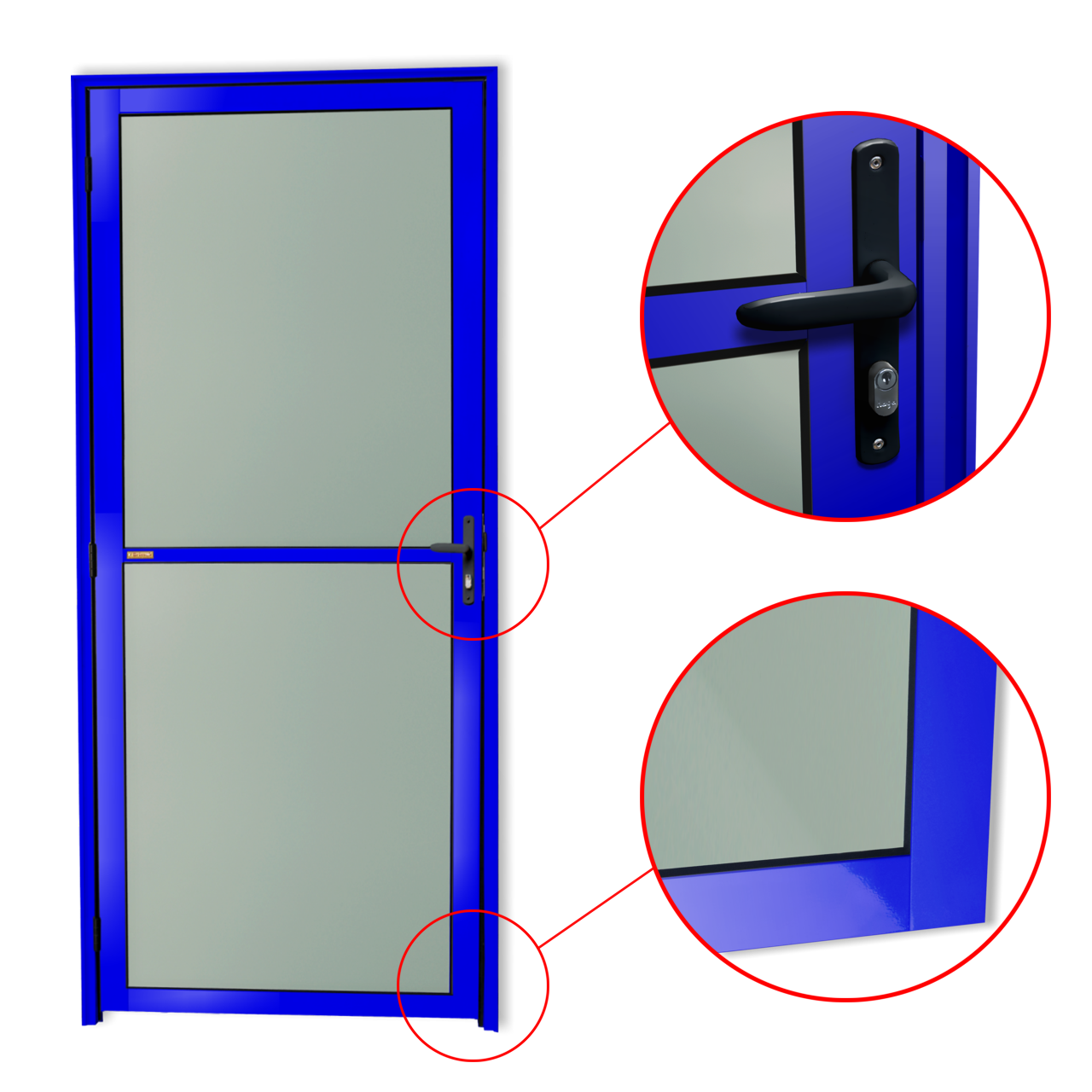 Porta de Alumínio Vidrão Linha Super-25 azul