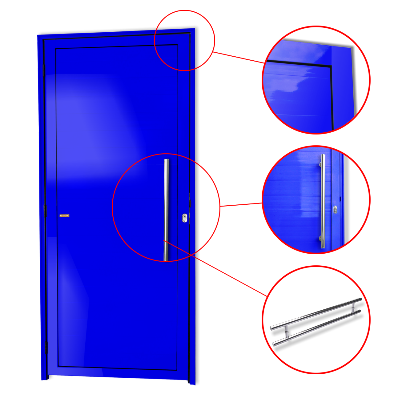 Porta de Alumínio Lambril c/Puxador Linha Super-25 azul