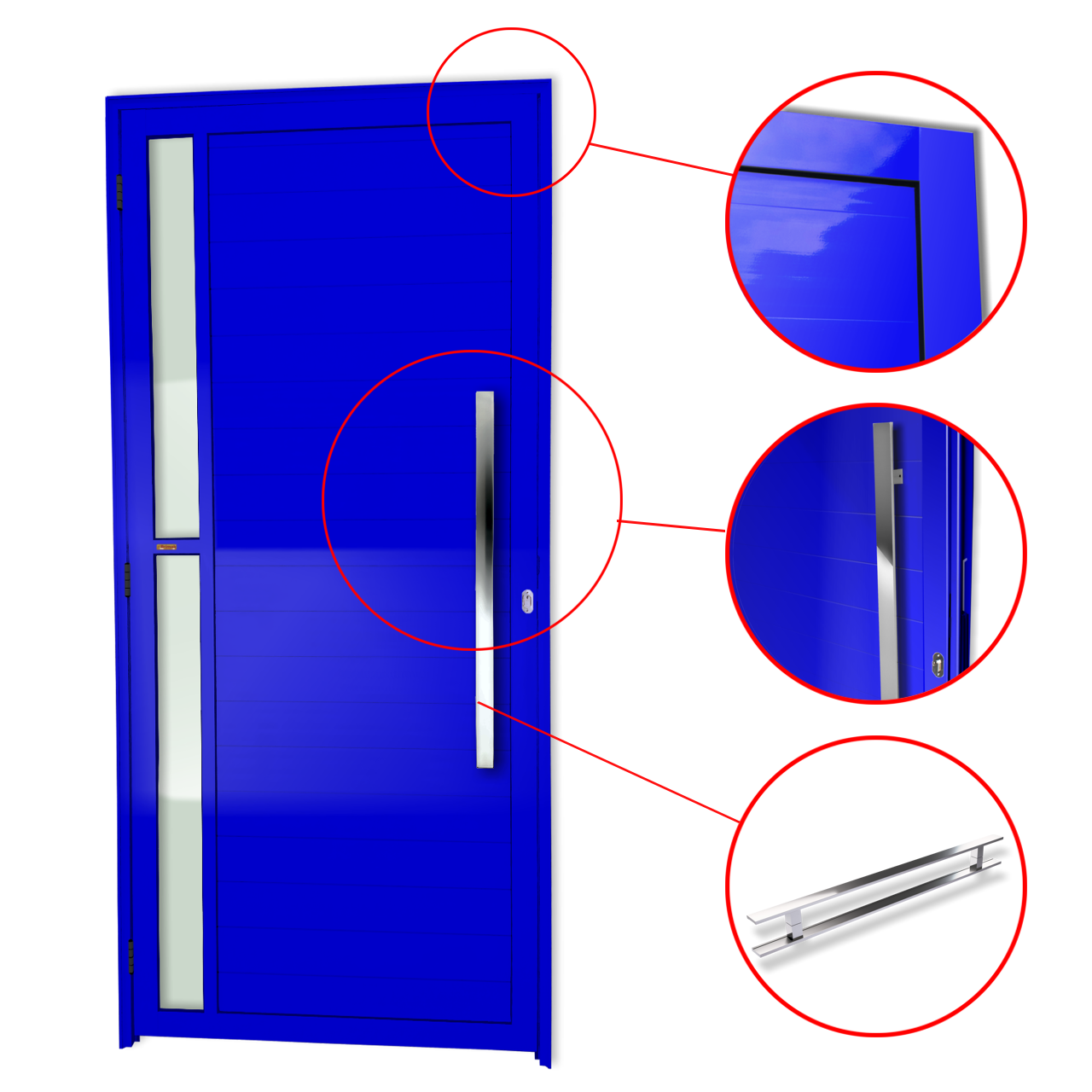Porta de Alumínio Visione c/Puxador Linha Super-25 azul