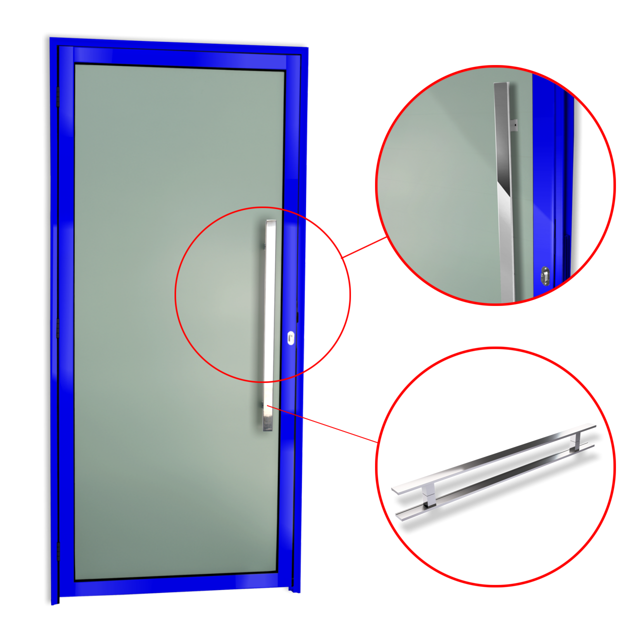 Porta de Alumínio Murano c/Puxador Linha Super-25 azul