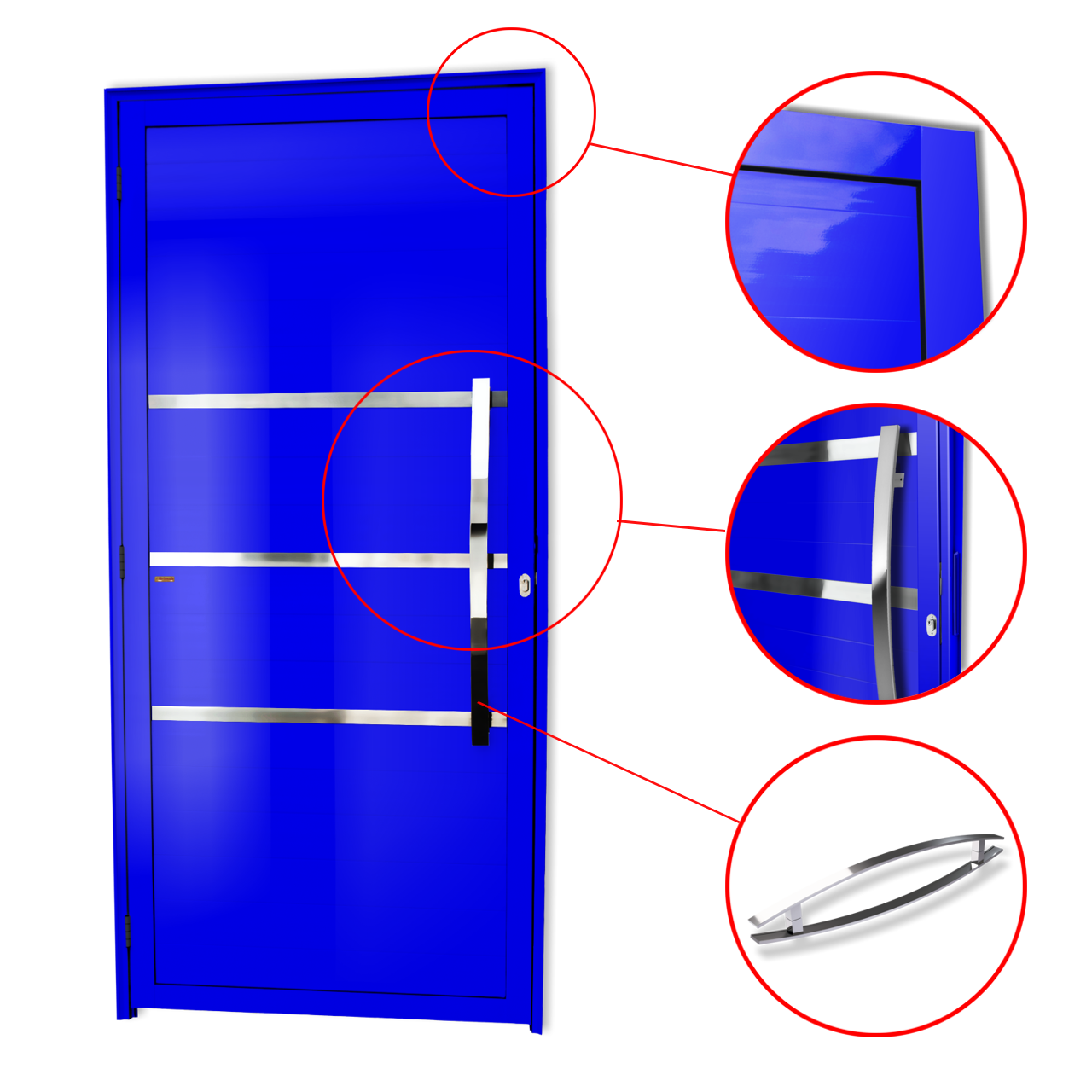 Porta de Alumínio Evolution c/Puxador Linha Super-25 azul