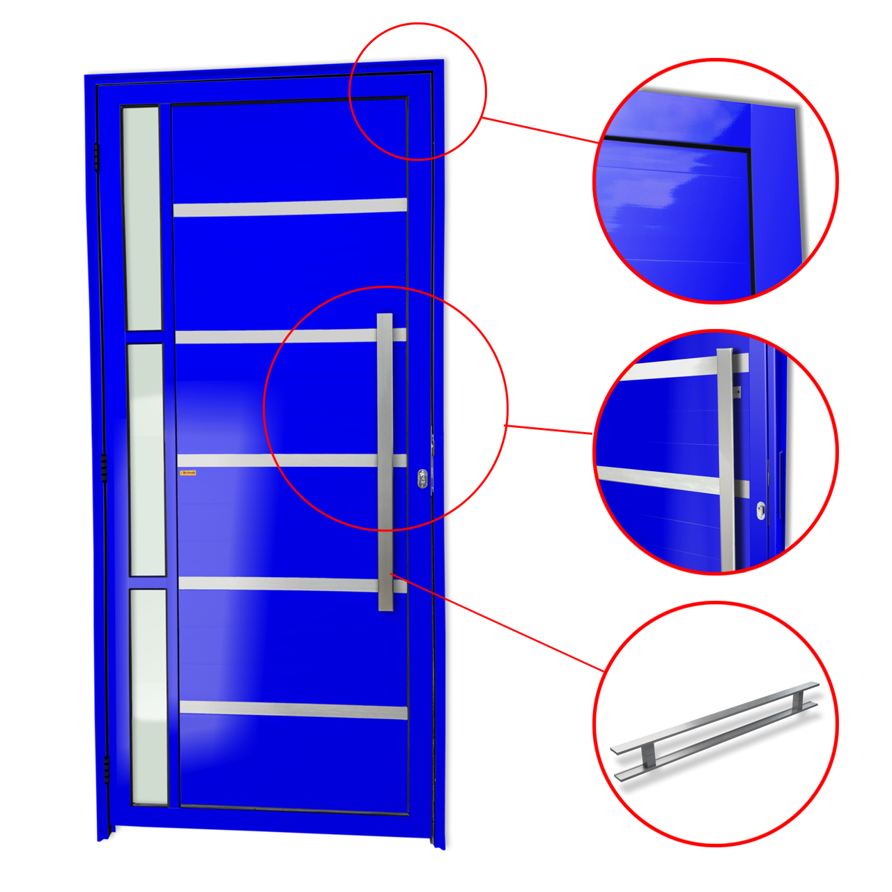 Porta de Alumínio Miraggio c/Puxador Linha Super-25 azul