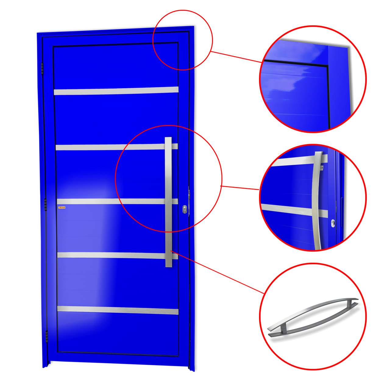 Porta de Alumínio Premium c/Puxador Linha Super-25 azul