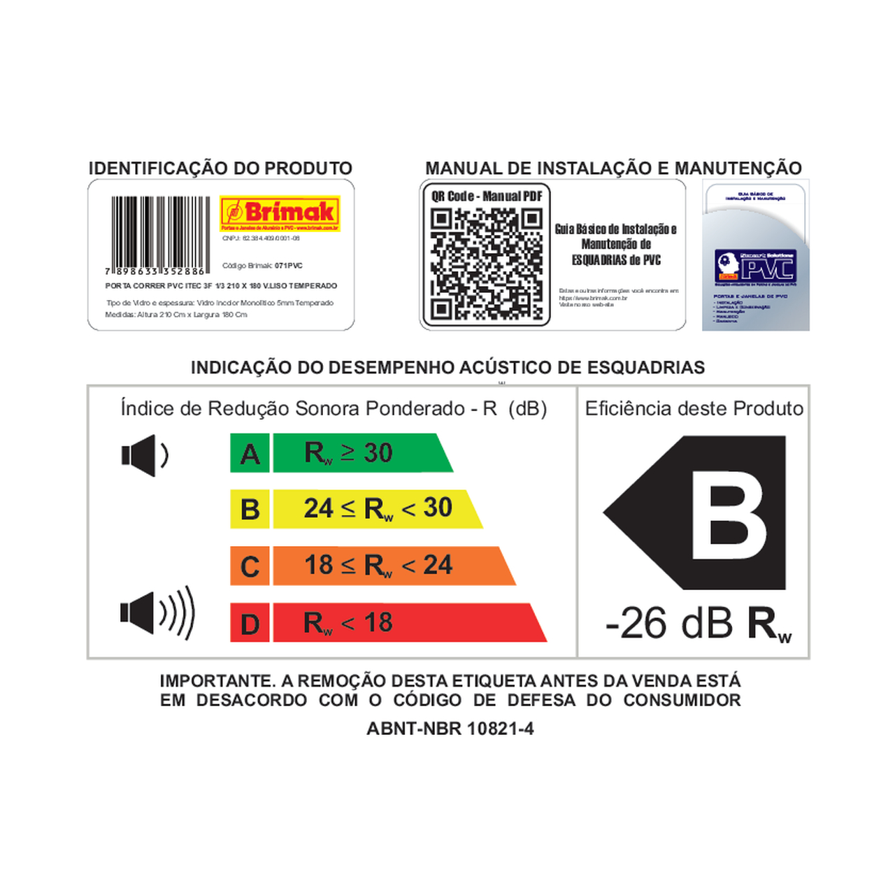Porta de Correr de PVC 3 Folhas 
