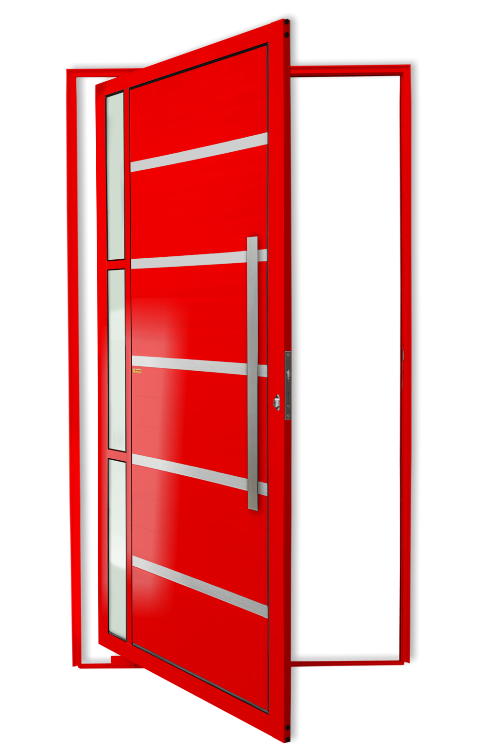 Porta Pivotante de Alumínio Miraggio c/Puxador Linha Super-25 Vermelho