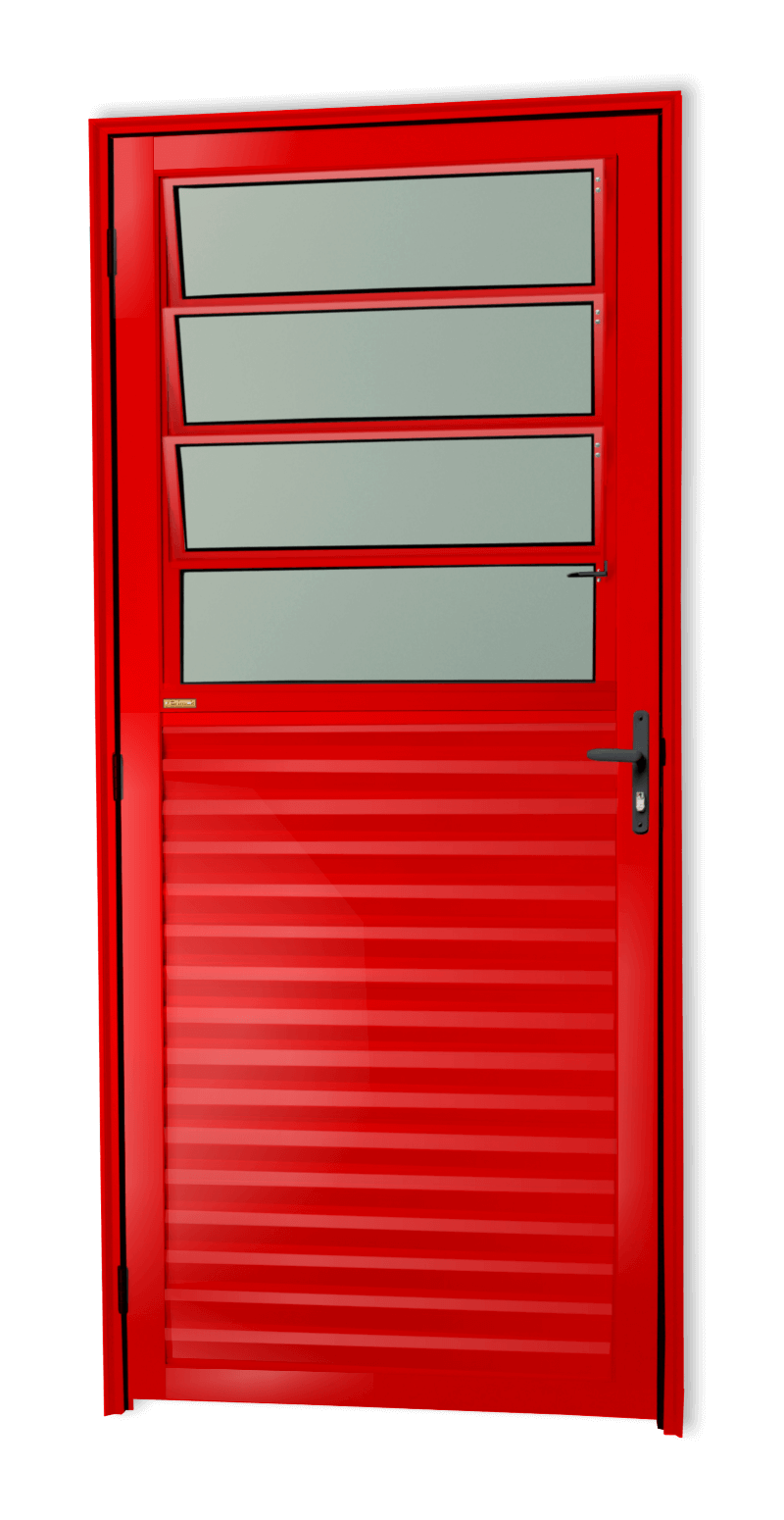 Porta de Alumínio Basculante Linha Super-25 Vermelho