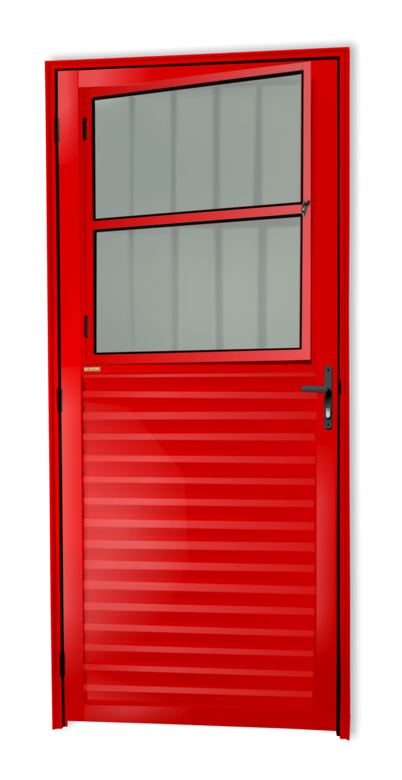 Porta de Alumínio Sala Linha Super-25 Vermelho
