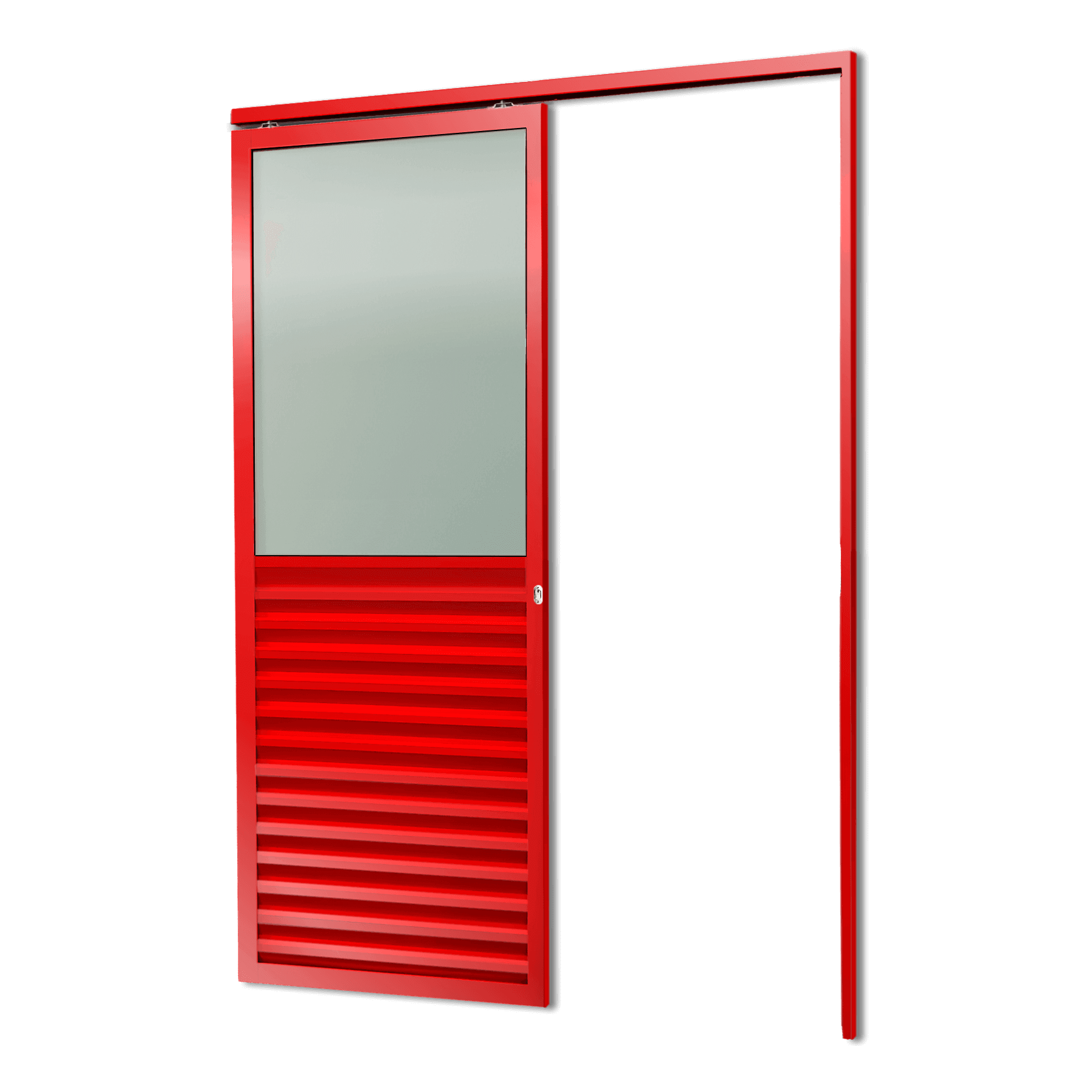 Porta de Alumínio Suspensa Meia Veneziana Linha L-25 Vermelho