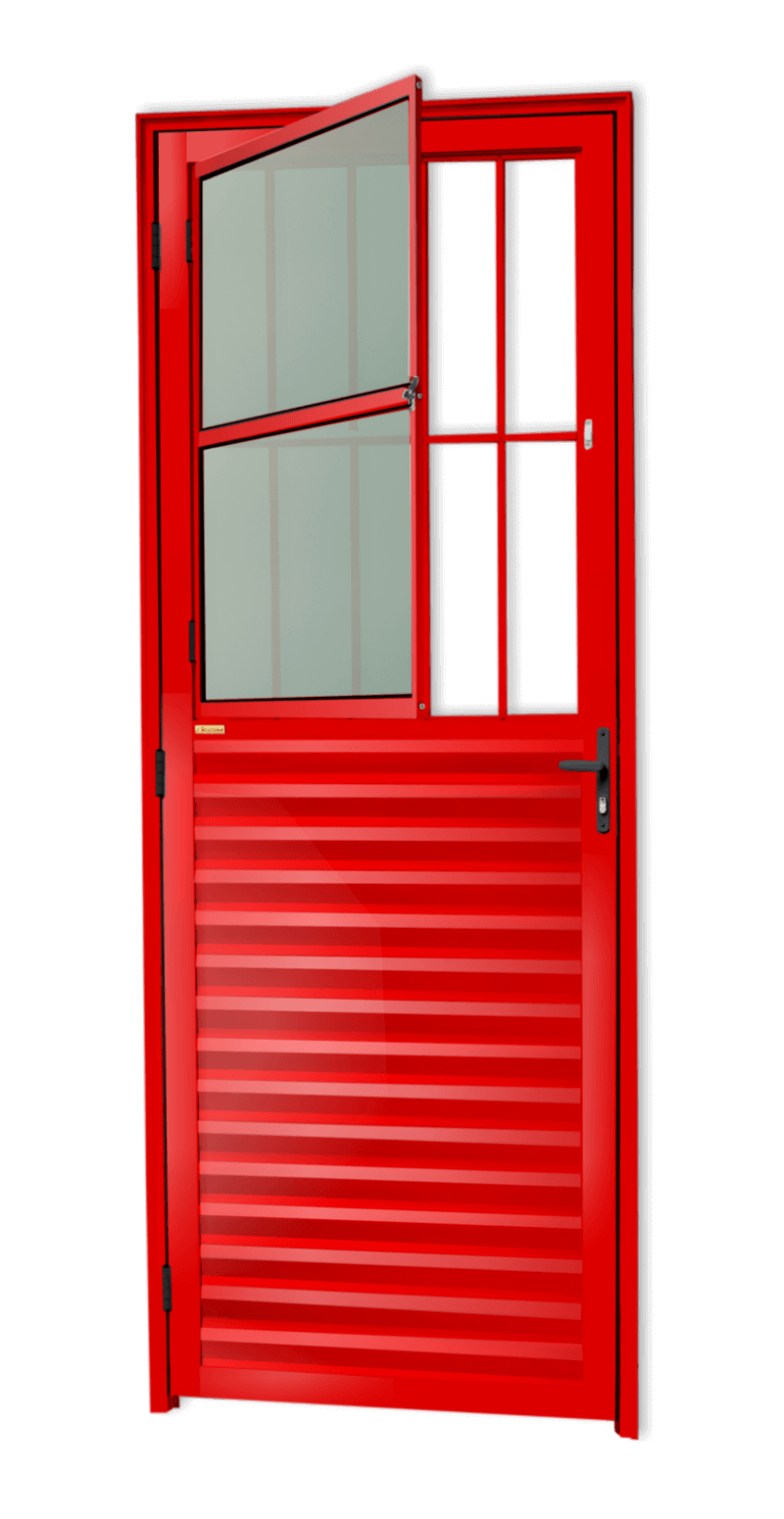 Porta de Alumínio Sala Linha L-25 Vermelho