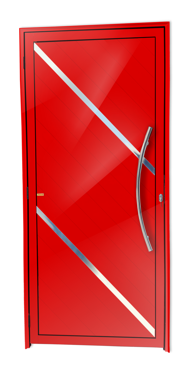 Porta de Alumínio Duna c/Puxador Linha Super-25 vermelho