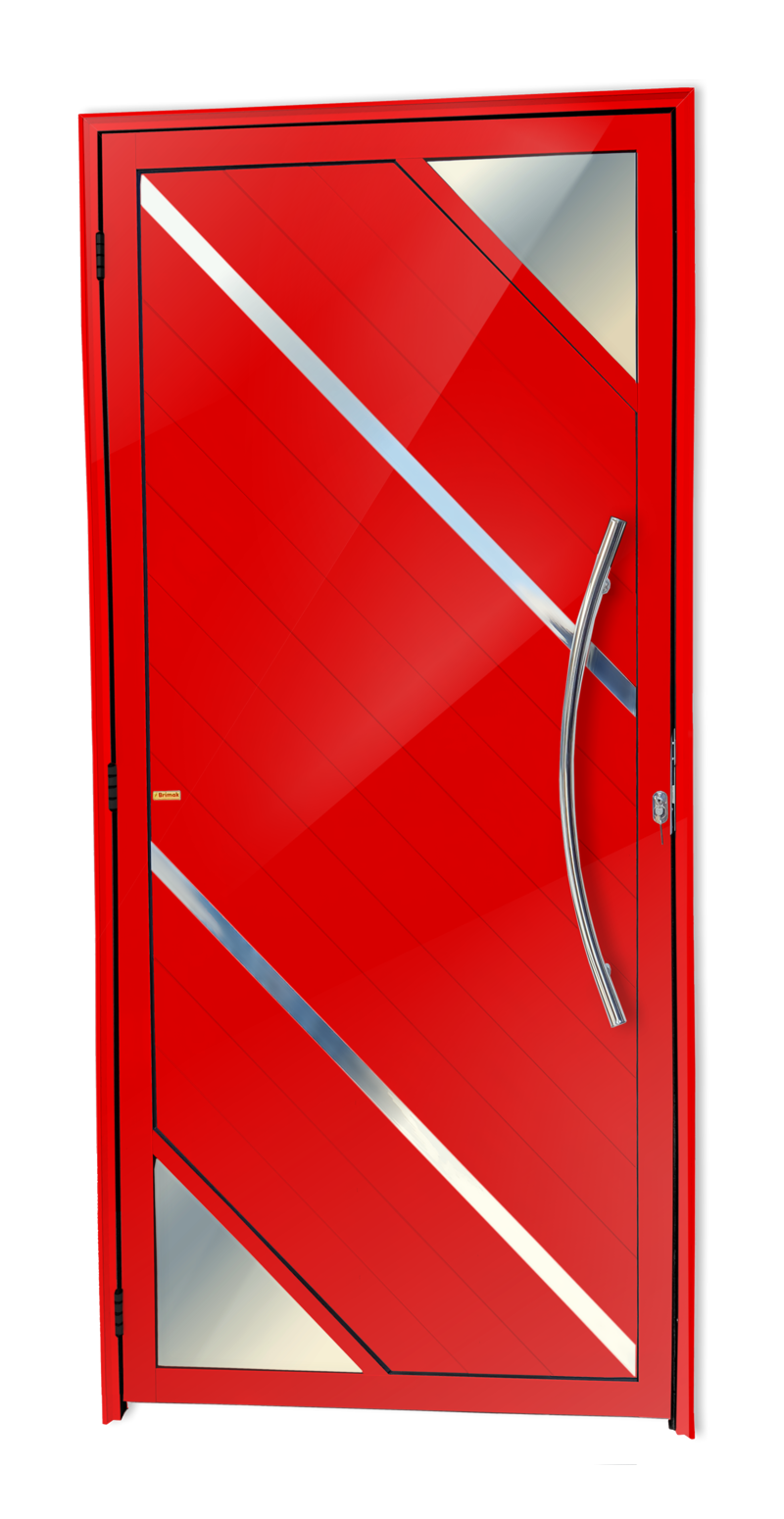 Porta de Alumínio Oasis c/Puxador Linha Super-25 Vermelho