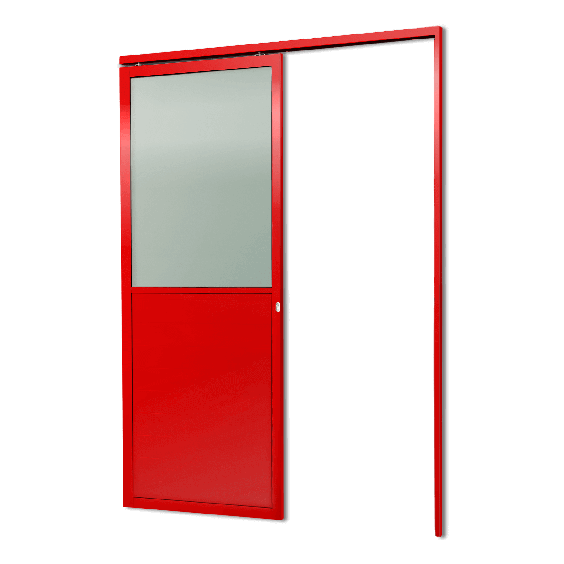 Porta de Alumínio Suspensa Meia Lambril Linha L-25 Vermelho