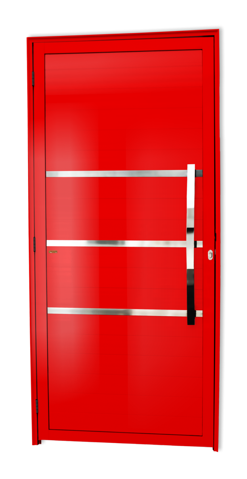 Porta de Alumínio Evolution c/Puxador Linha Super-25 Vermelho