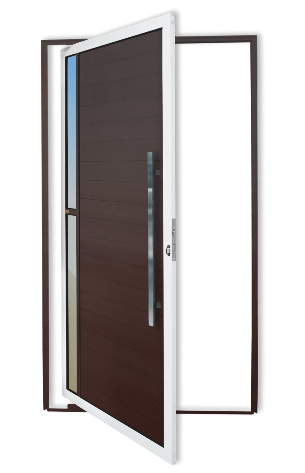 Porta Pivotante de Alumínio Visione c/Puxador Linha Super-25 Mix Corten