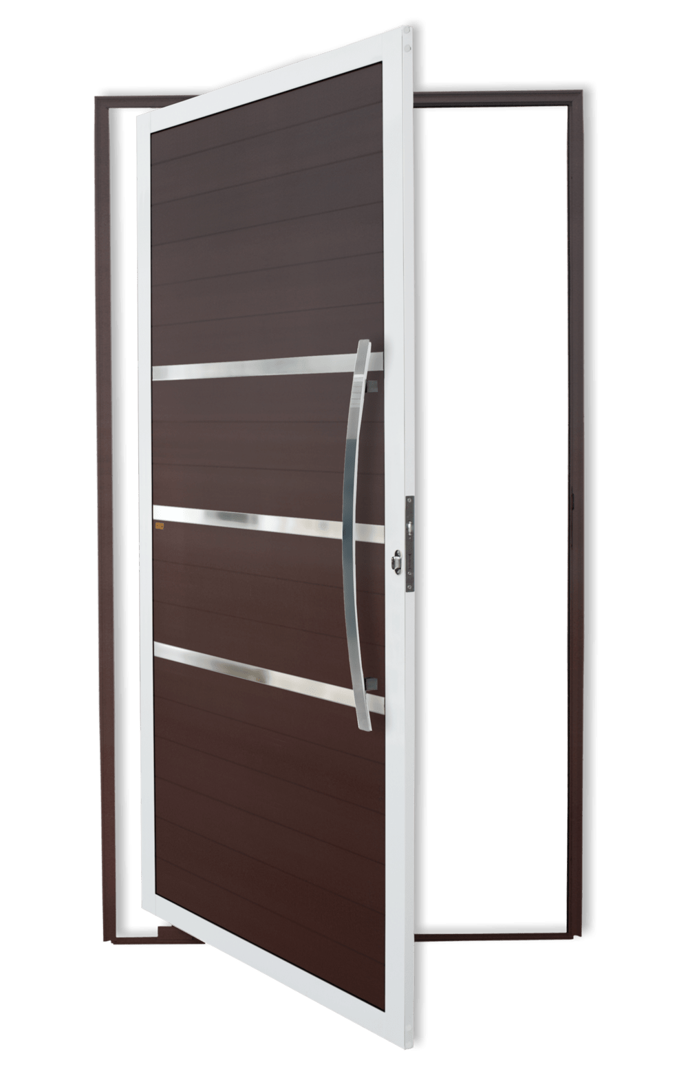 Porta Pivotante de Alumínio Evolution c/Puxador Linha Super-25 Mix Corten