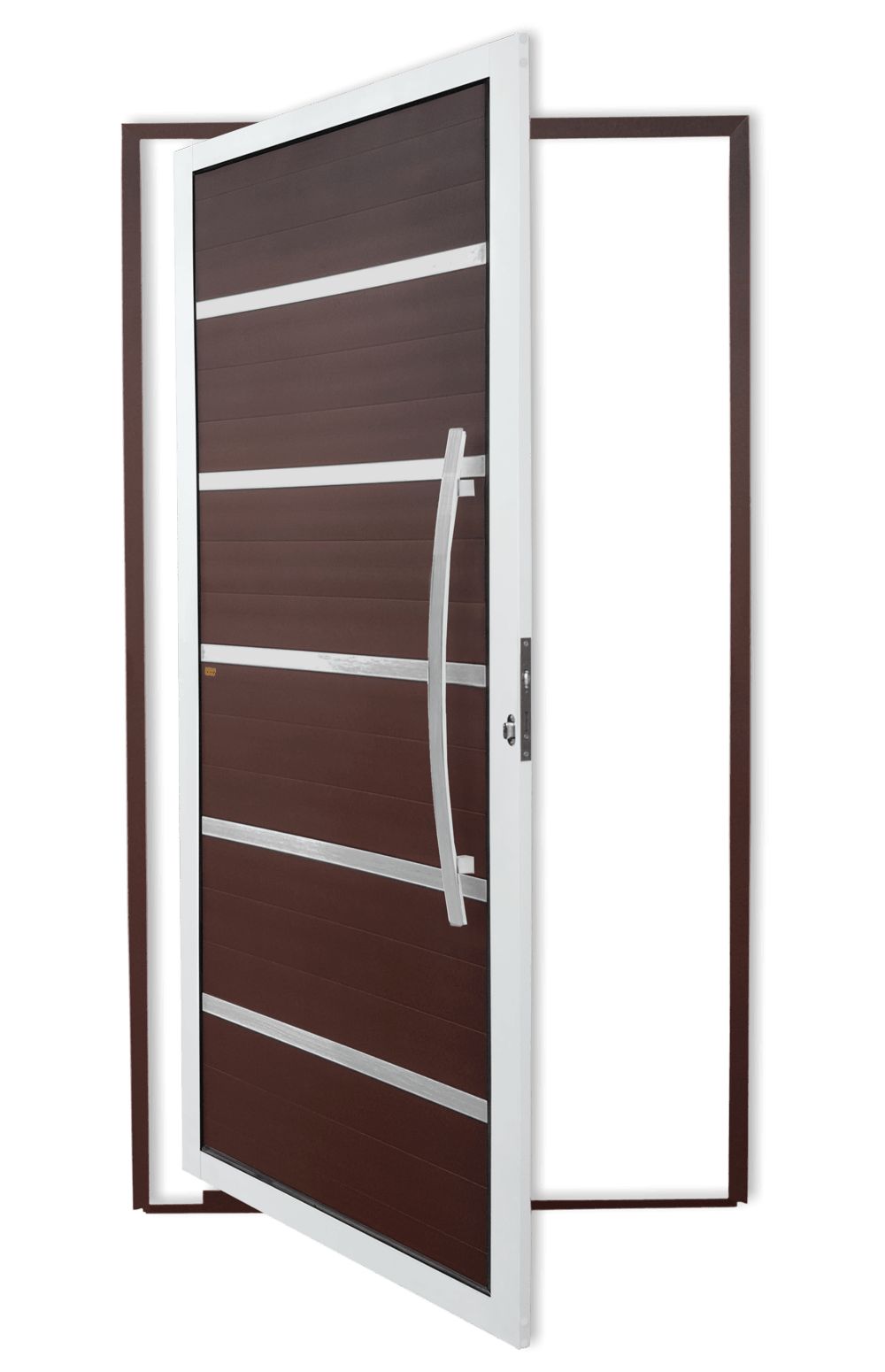 Porta Pivotante de Alumínio Premium c/Puxador Linha Super-25 Mix Corten