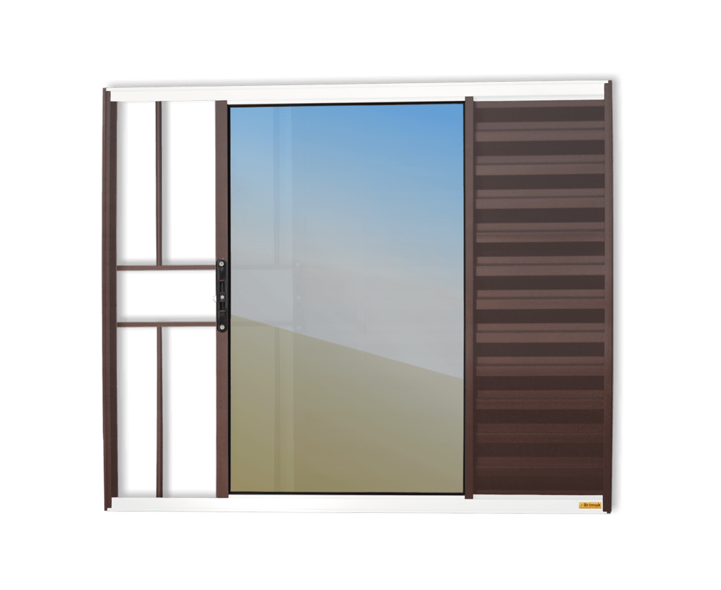 Veneziana de Alumínio 3 Folhas com grade Mix Corten