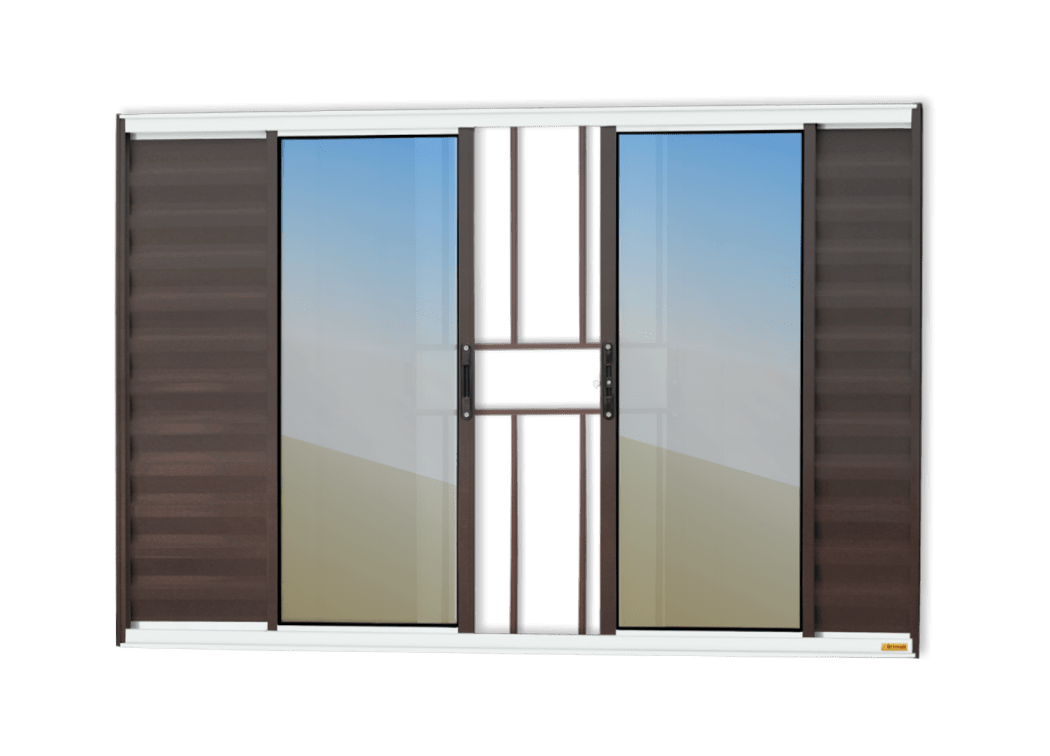 Veneziana de Alumínio 6 Folhas com grade Mix Corten