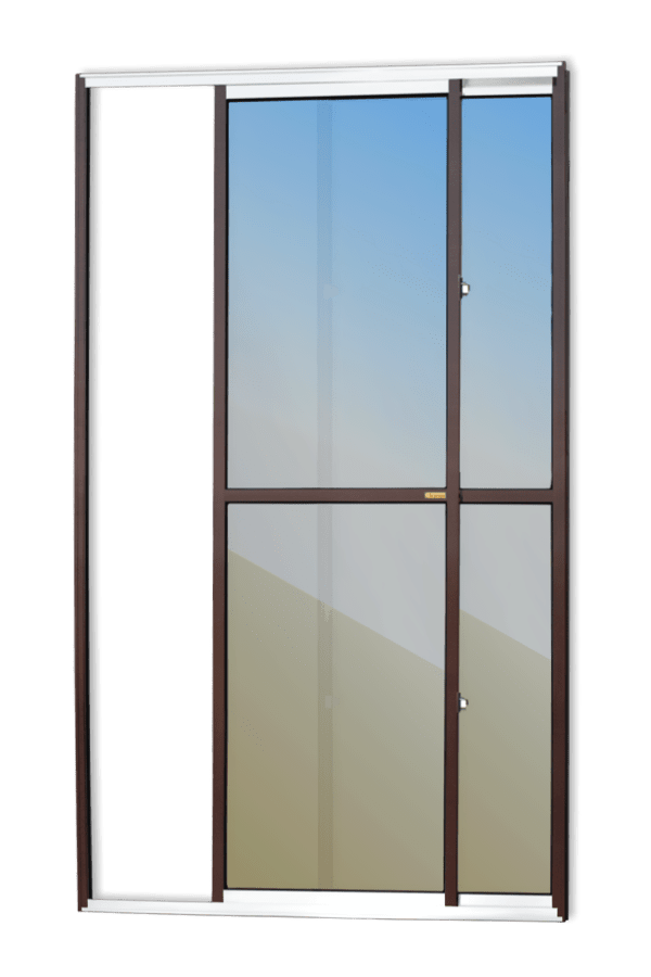 Porta Balcão de Alumínio 2 Folhas Mix Corten