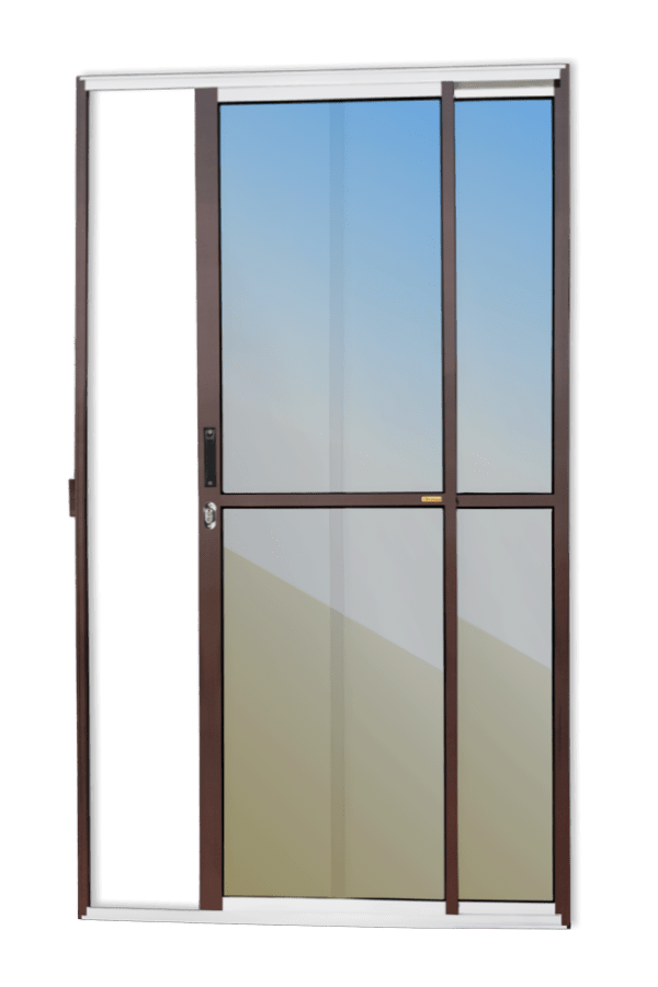 Porta Correr de Alumínio 2 Folhas Mix Corten