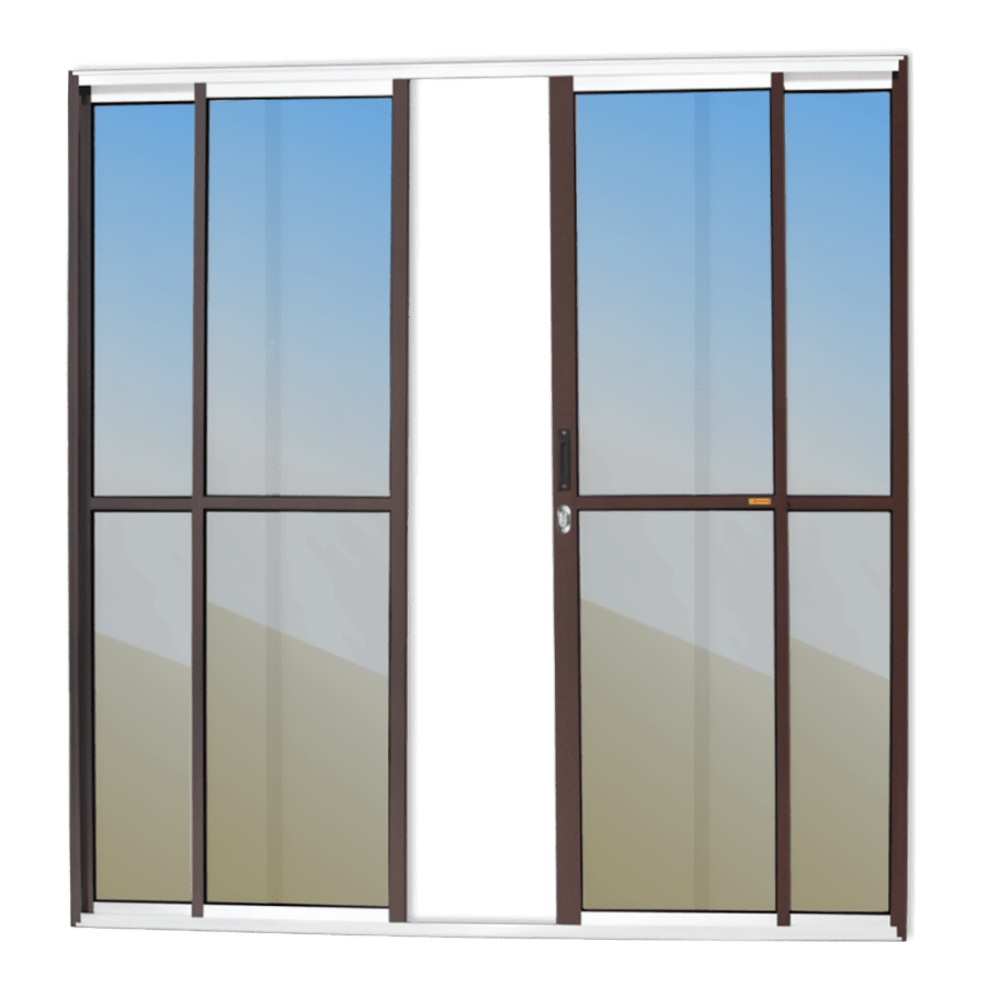 Porta Correr de Alumínio 4 Folhas Mix Corten