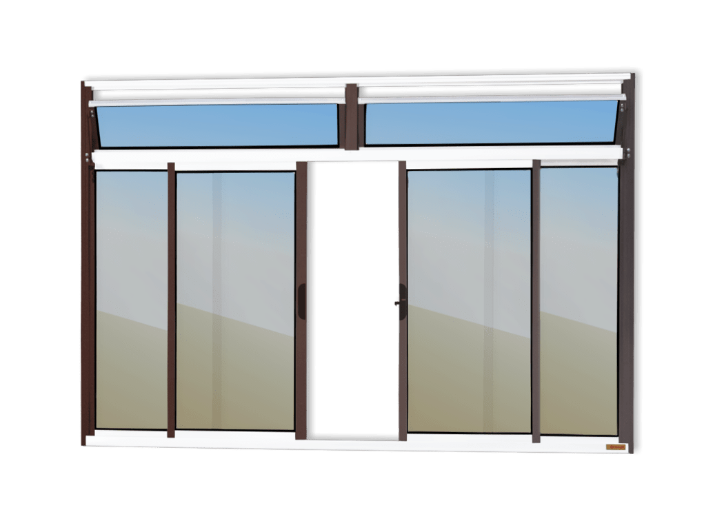 Janela de alumínio 4 Folhas c/basc s/grade Mix Corten