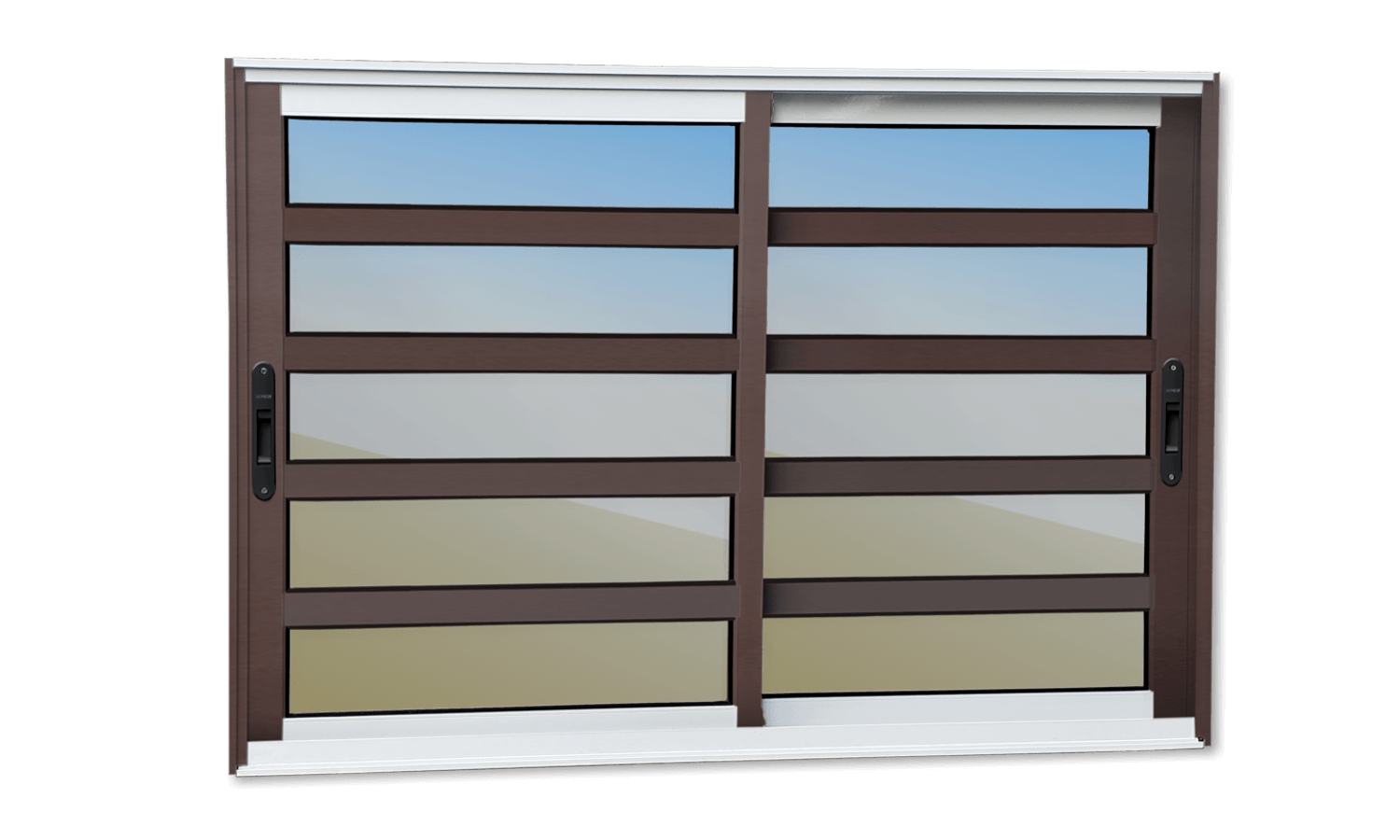 Janela de Alumínio 2 Folhas com Travessas Elite Mix Corten