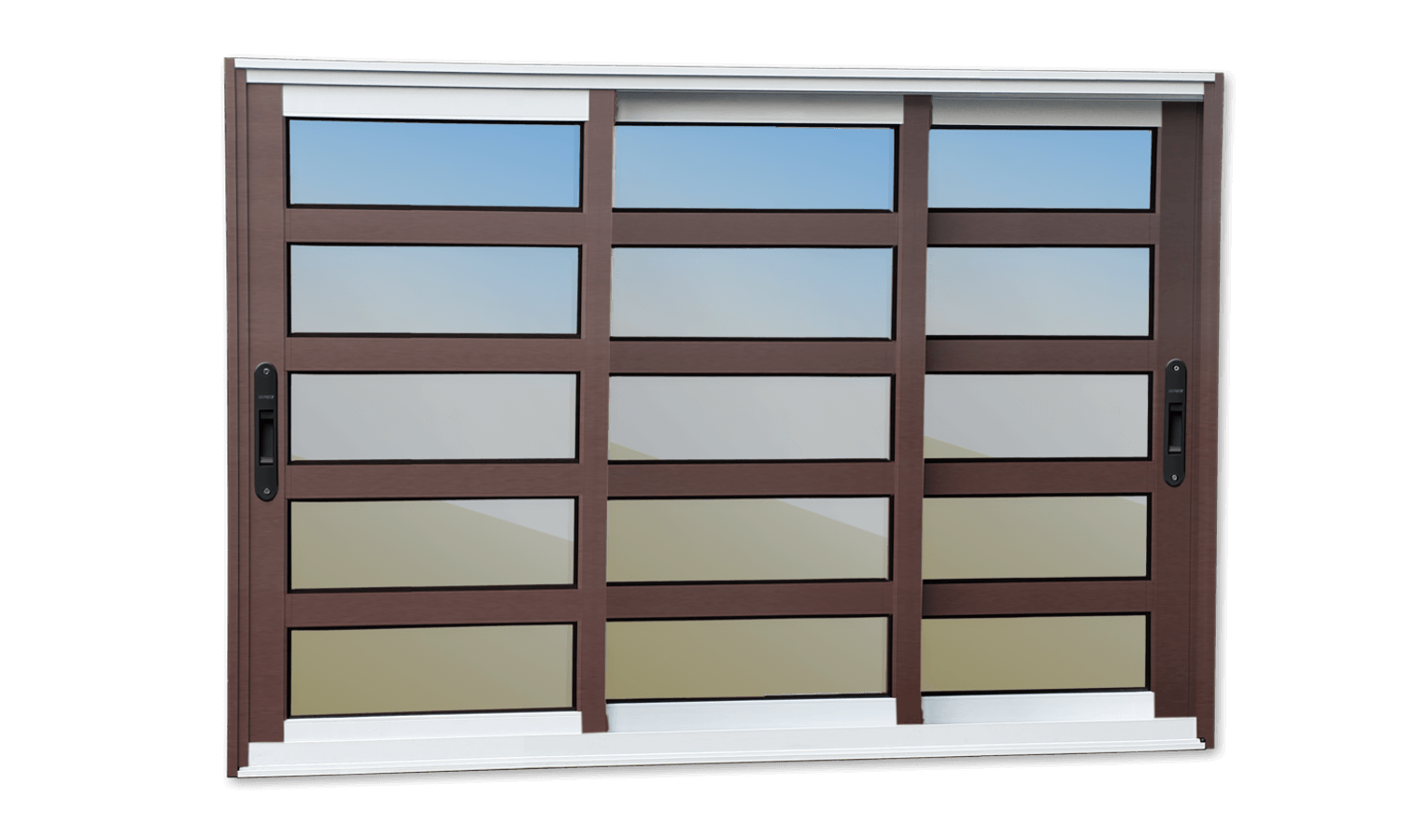 Janela de Alumínio 3 Folhas com Travessas Elite Mix Corten