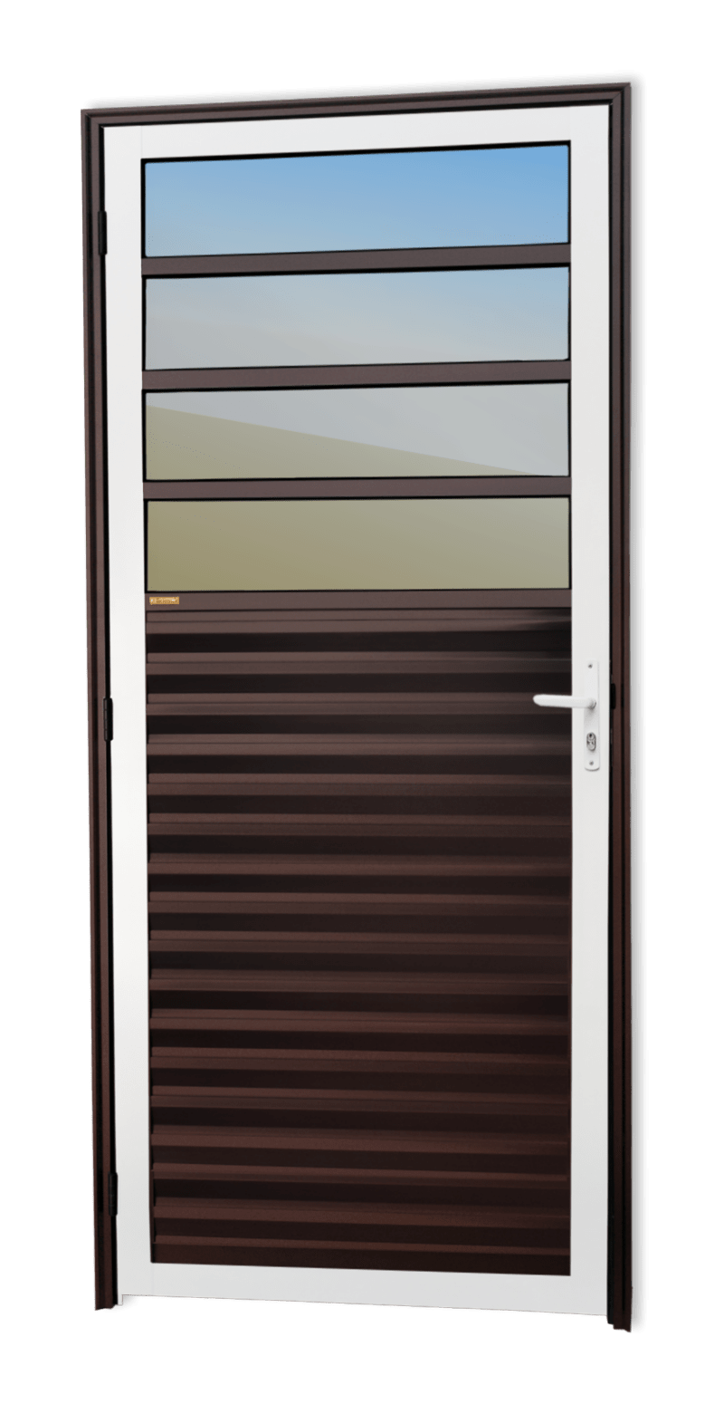 Porta de Alumínio Cozinha Linha Super-25 Mix Corten