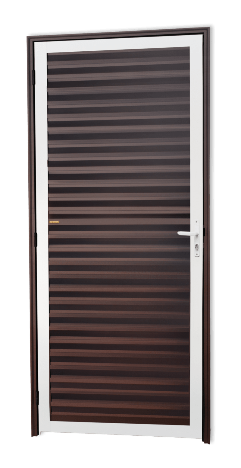 Porta de Alumínio Fechada Linha Super-25 Mix Corten