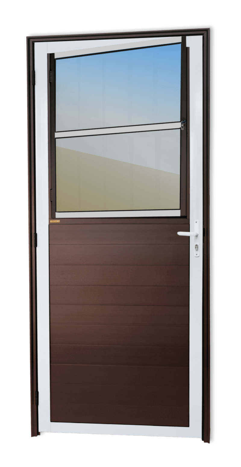 Porta de Alumínio Lambril c/grade Linha Super-25 Mix Corten