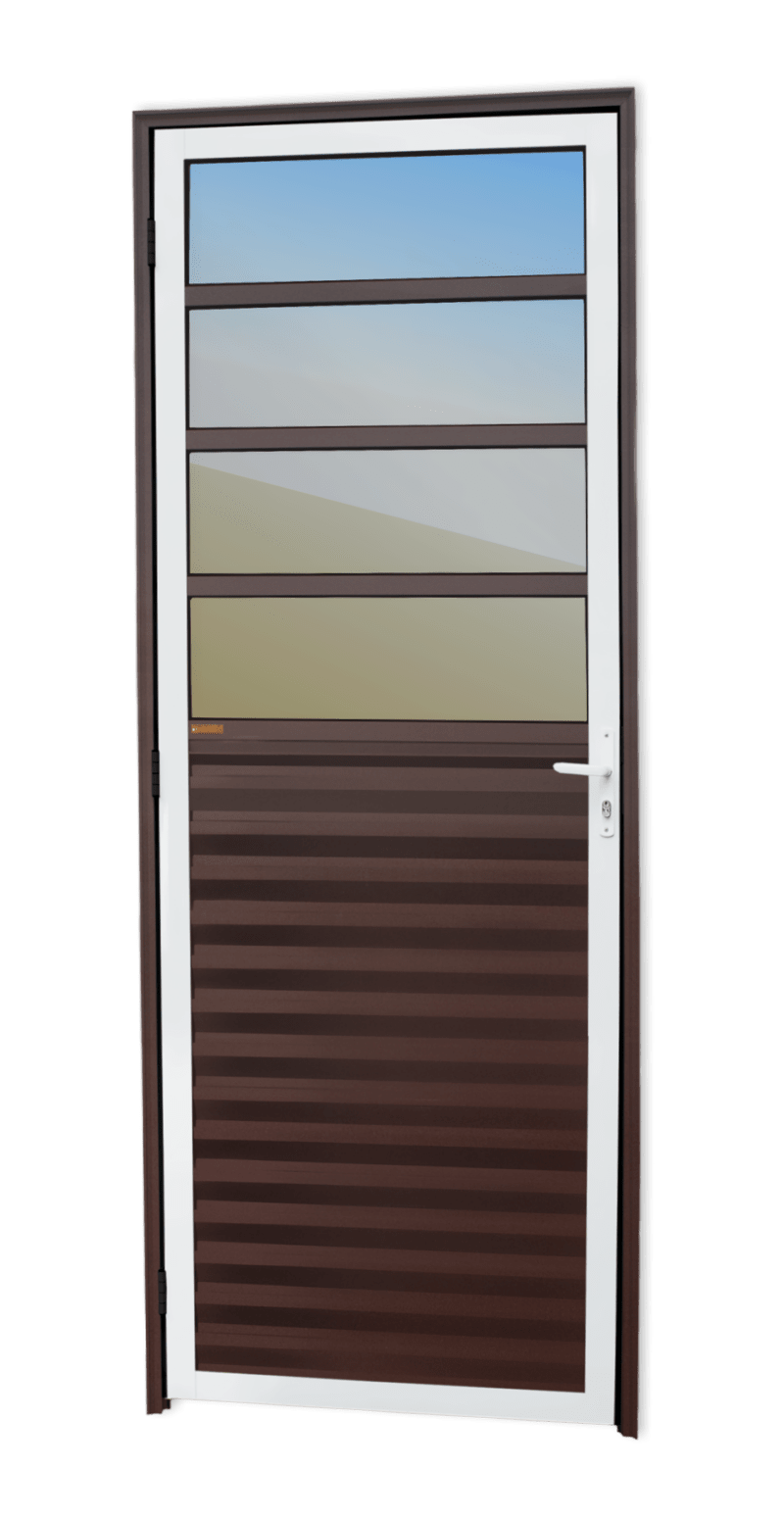 Porta de Alumínio Cozinha Linha L-25 Mix Corten