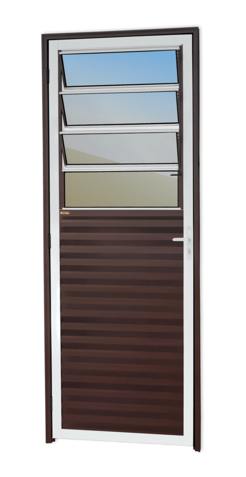 Porta de Alumínio Basculante Linha L-25 Mix Corten